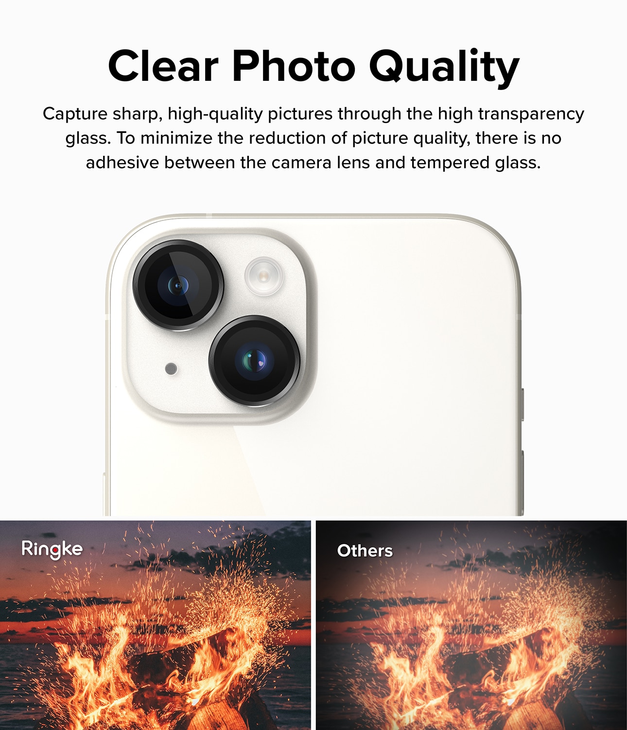 Camera Lens Frame Glass iPhone 15 Zwart