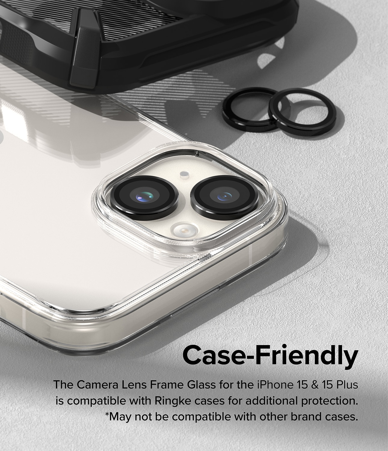 Camera Lens Frame Glass iPhone 15 Zwart