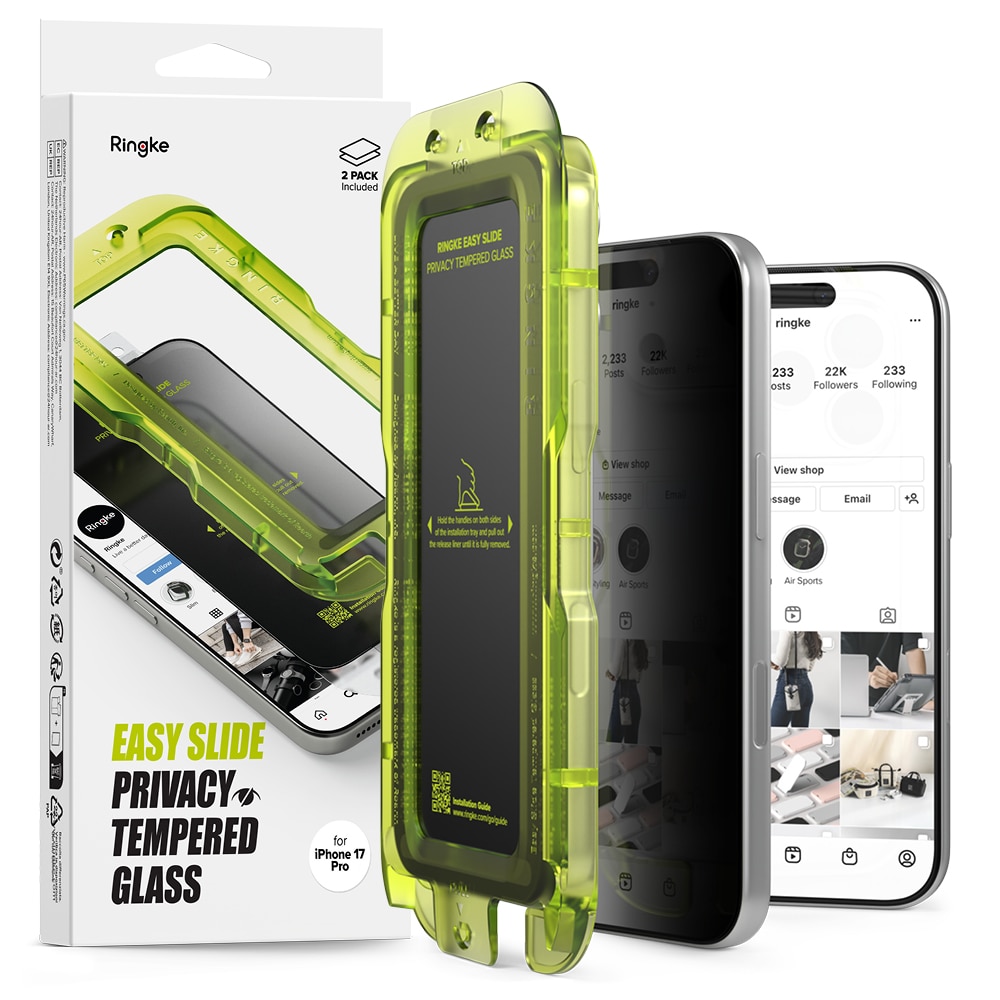 Easy Slide Privacy Glass (2-pack) iPhone 17 Pro
