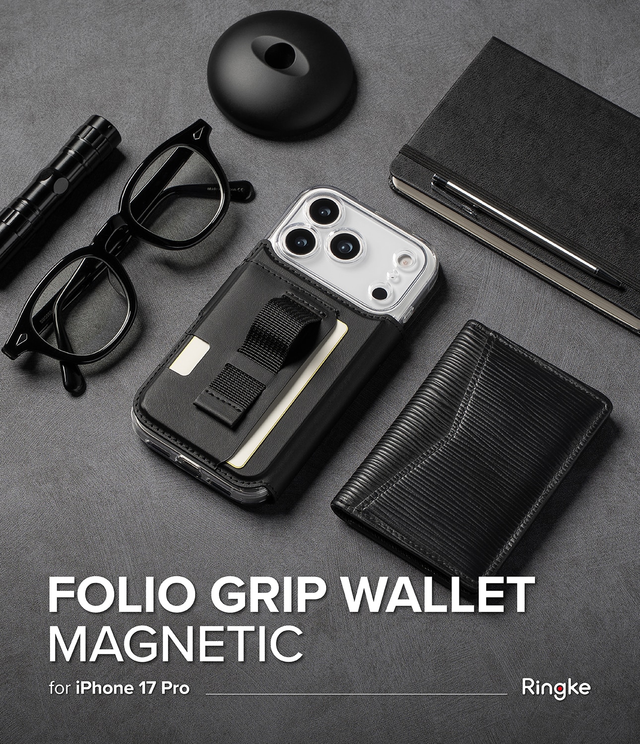 Folio Grip Wallet Magnetic iPhone 17 Pro Max Black