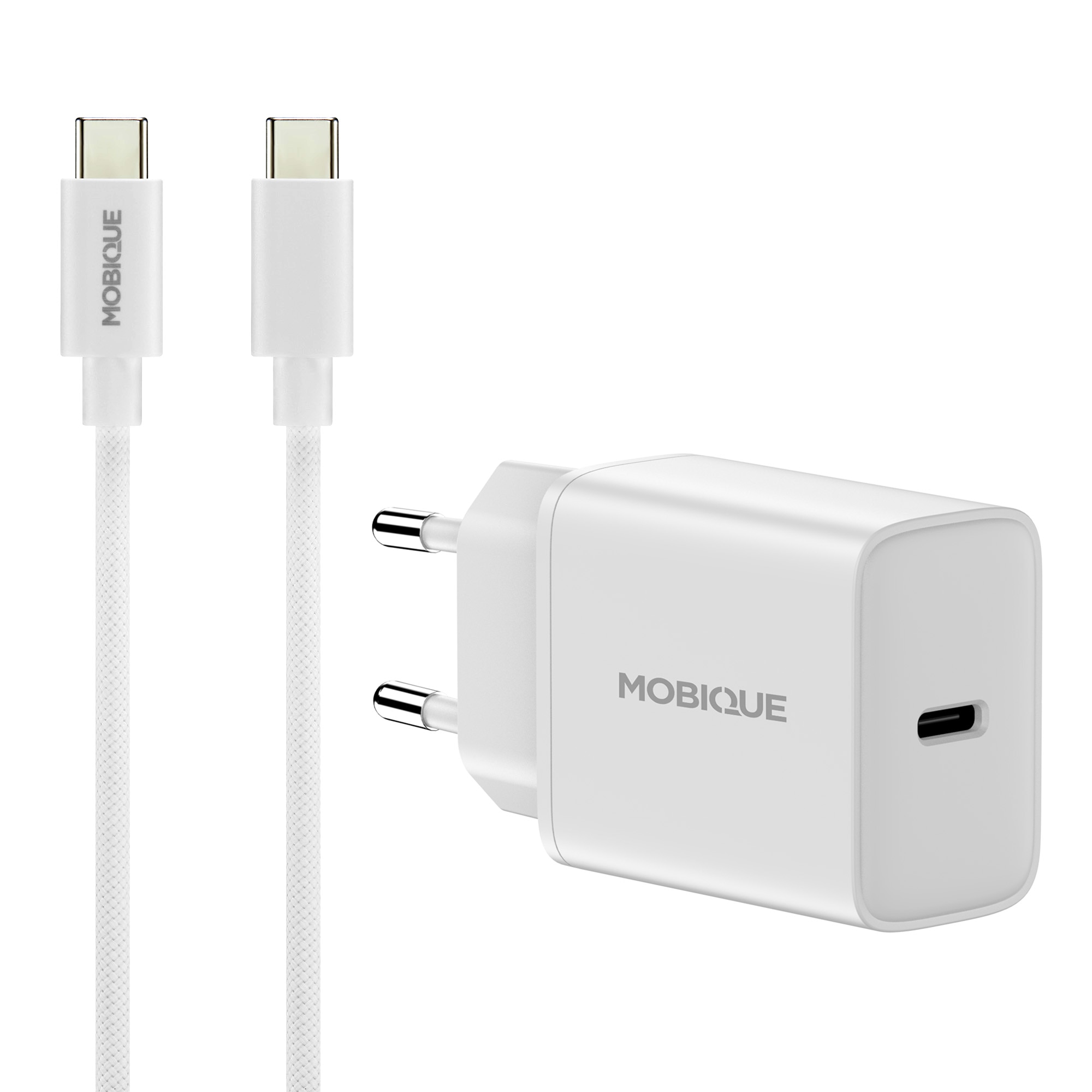 Complete oplader iPhone 17 Pro -  2m kabel & adapter USB-C Wit