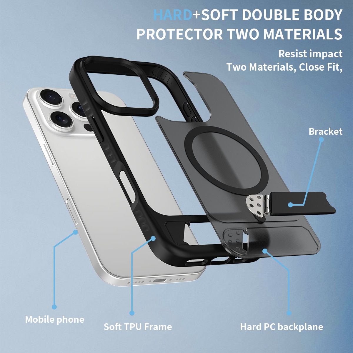 iPhone 16 Pro Magnetisch hoesje met standaard Zwart