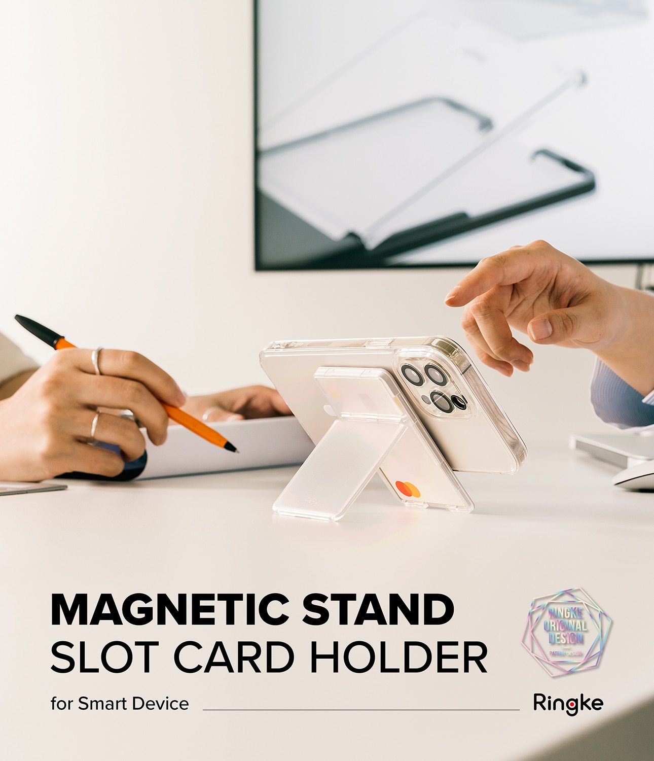 Magnetic Stand Slot Card Holder MagSafe Transparant/Grijs