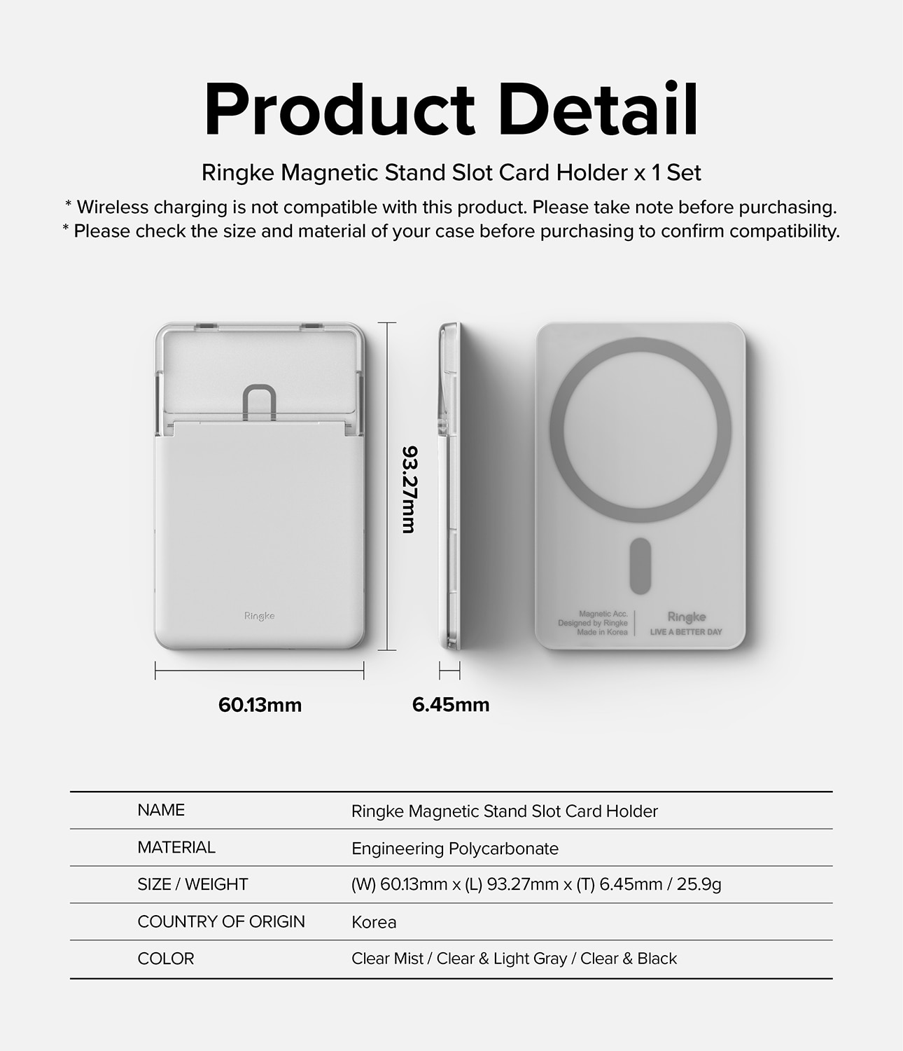 Magnetic Stand Slot Card Holder MagSafe Transparant/Grijs