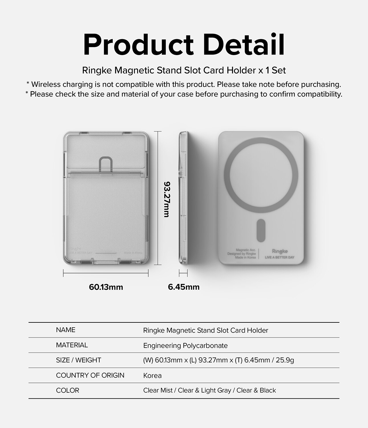 Magnetic Stand Slot Card Holder MagSafe Transparant