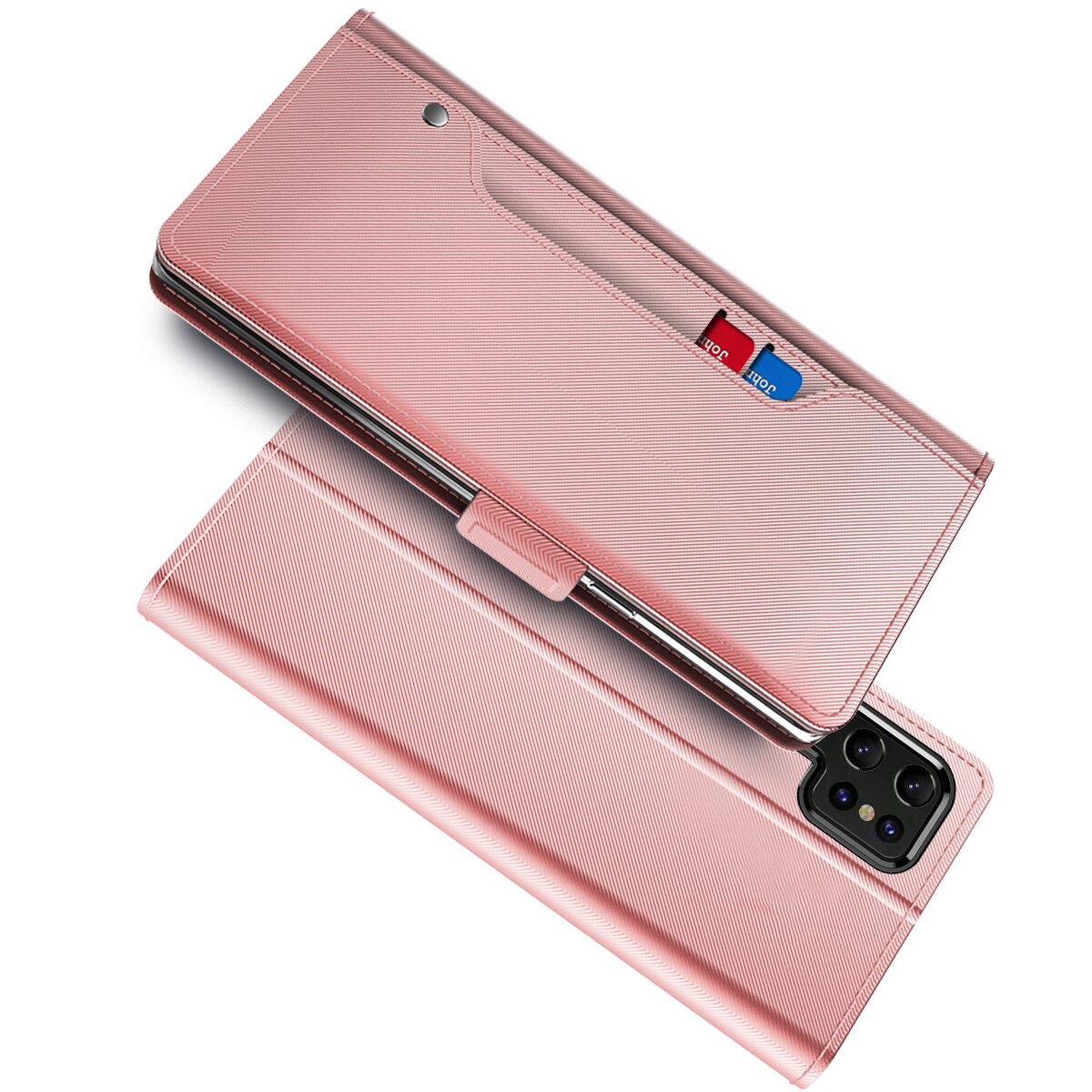 Samsung Galaxy S22 Ultra Bookcover Hoesje met Spiegel Roze goud