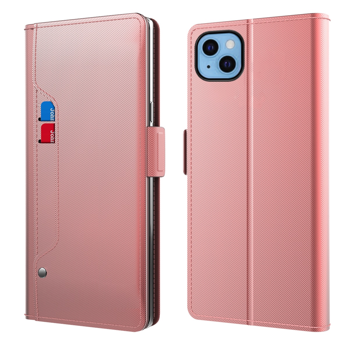 iPhone 14 Plus Bookcover Hoesje met Spiegel Roze goud