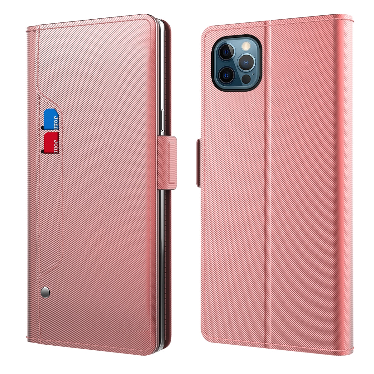 iPhone 13 Pro Bookcover Hoesje met Spiegel Roze goud