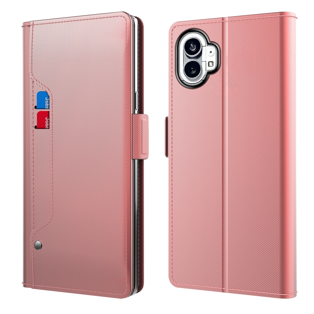 Nothing Phone 1 Bookcover Hoesje met Spiegel Roze goud