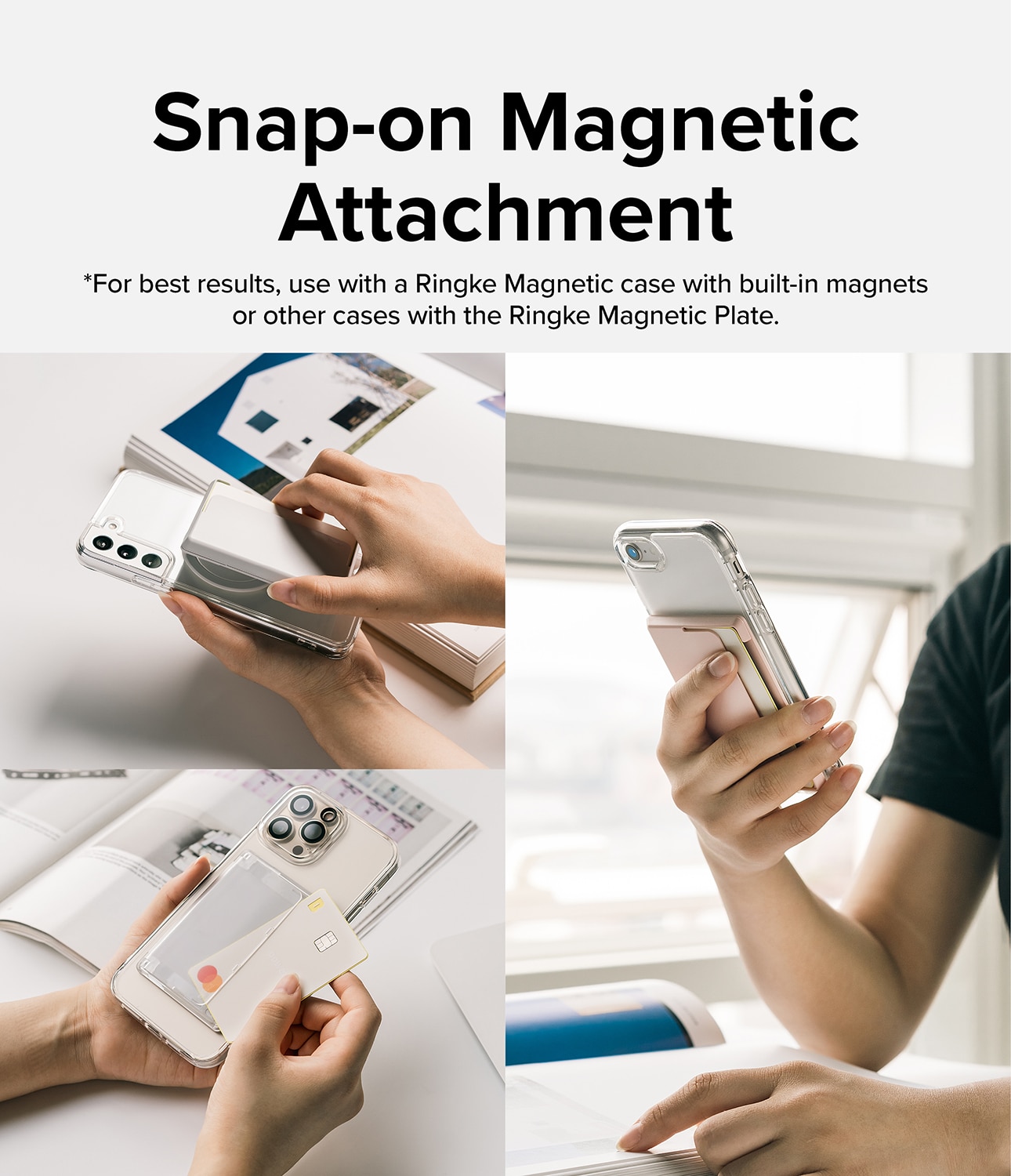Magnetic Side Slot Card Holder MagSafe Zwart