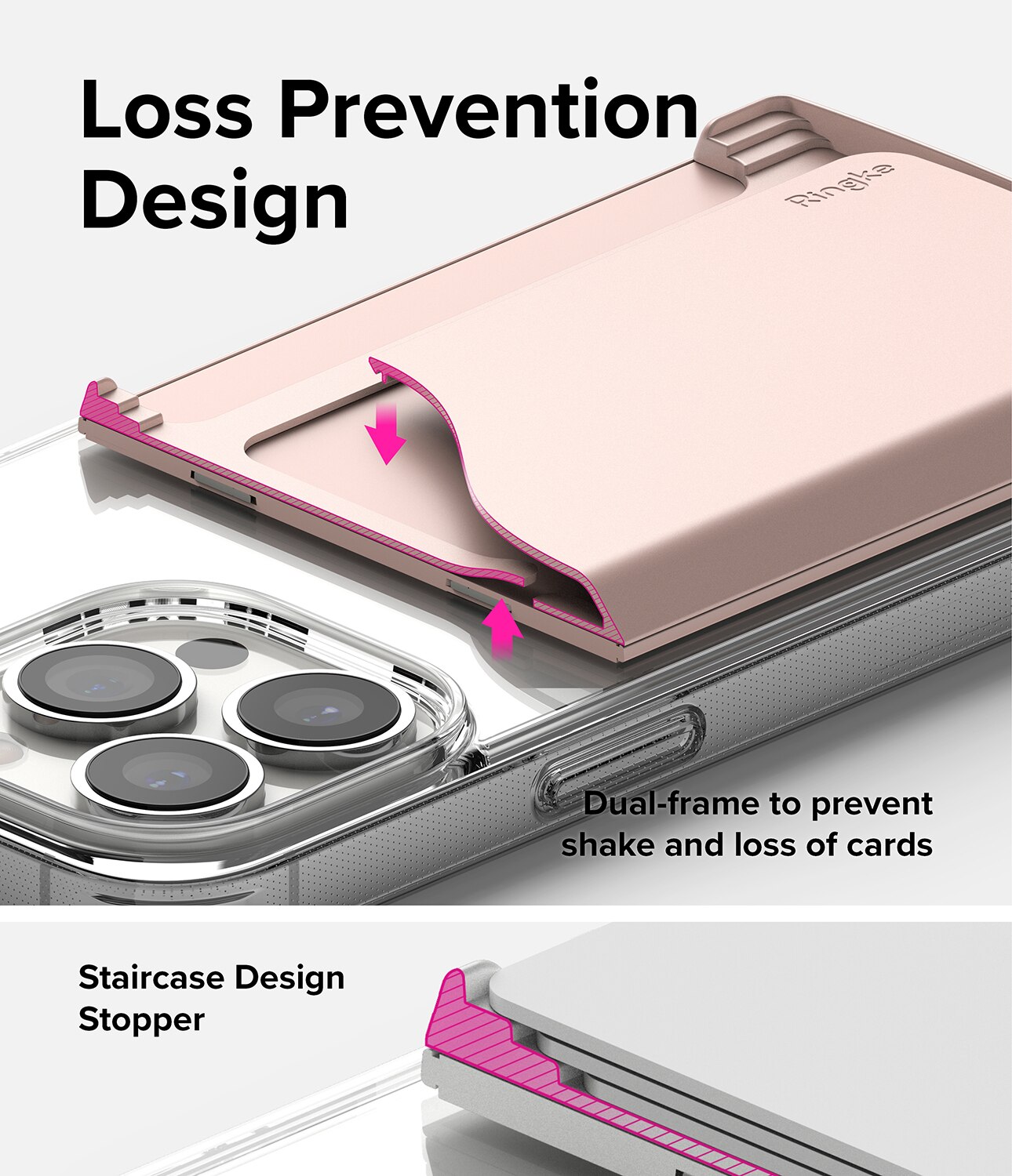 Magnetic Side Slot Card Holder MagSafe Roze