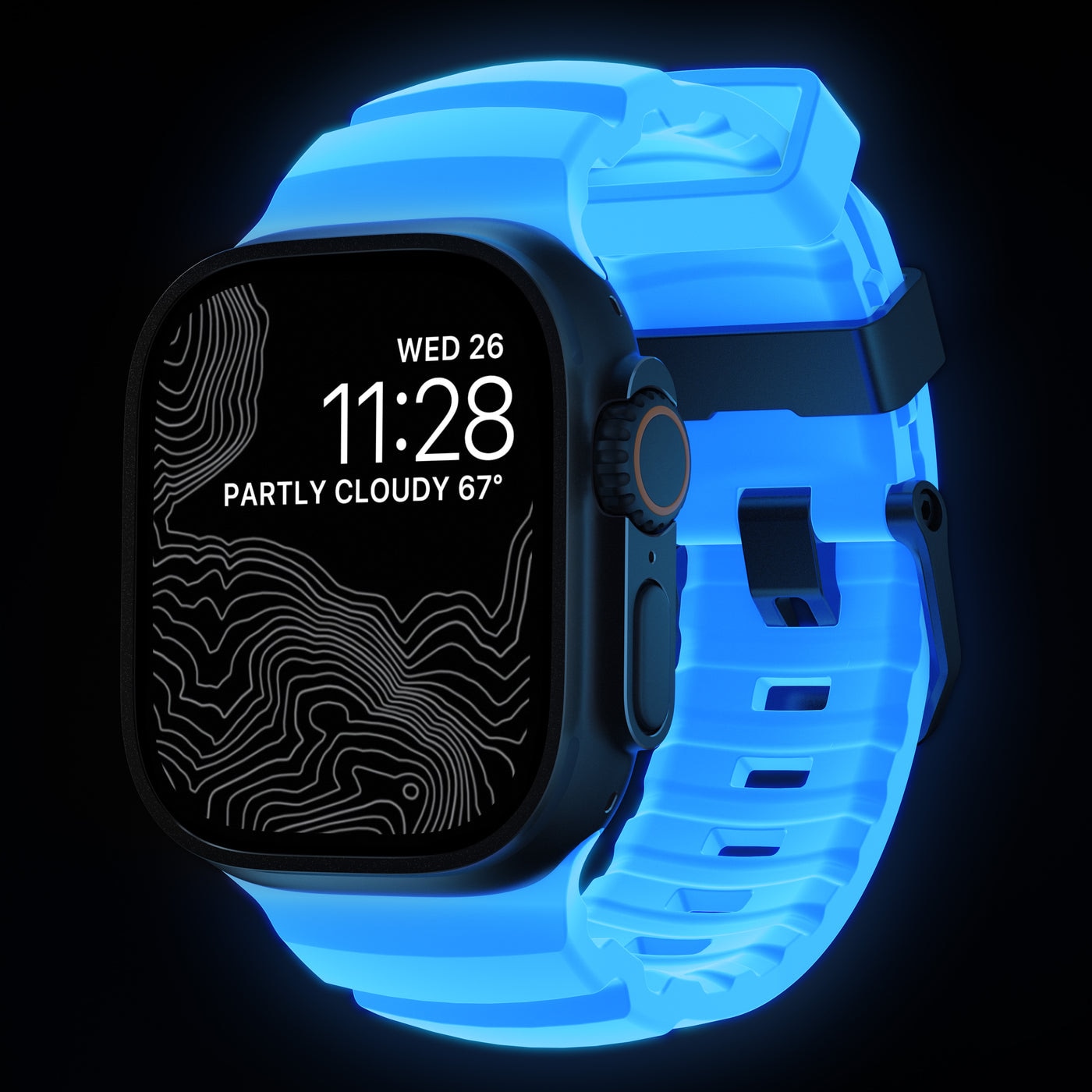 Rocky Point Band Apple Watch Series 4-6 44mm Icy Blue Glow (Black Hardware) - Limited edition