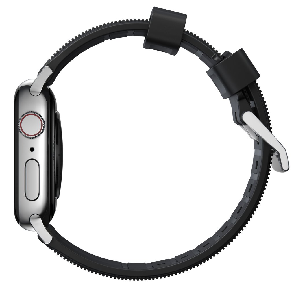 Rugged Band Apple Watch 41mm Series 8 Zwart (Silver Hardware)