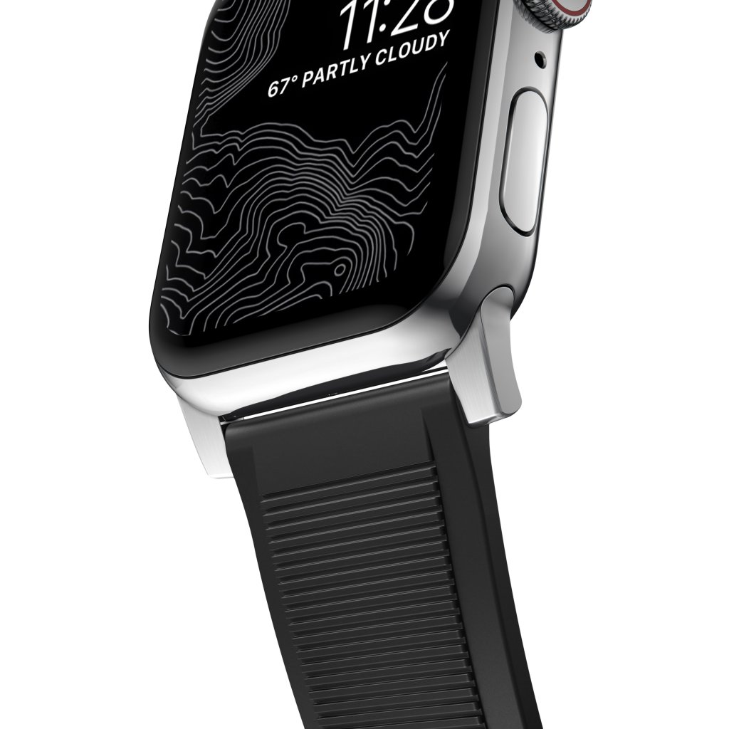 Rugged Band Apple Watch 41mm Series 8 Zwart (Silver Hardware)