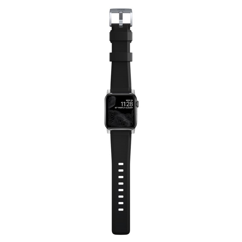 Rugged Band Apple Watch 41mm Series 8 Zwart (Silver Hardware)