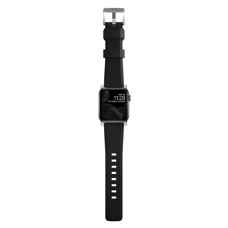 Rugged Band Apple Watch 40mm Black (Silver Hardware)