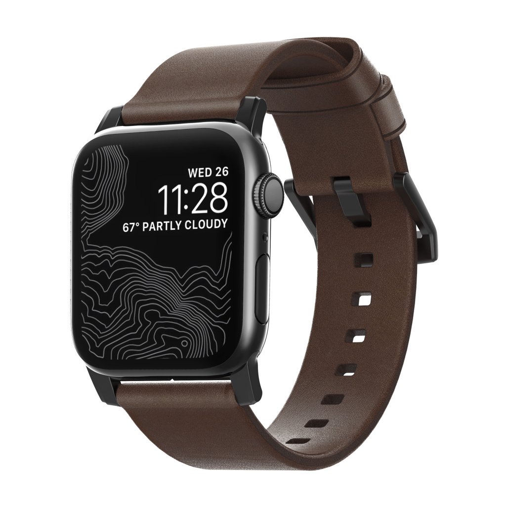 Modern Band Horween Leather Apple Watch 42mm Rustic Brown (Black Hardware)