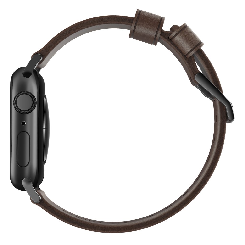 Modern Band Horween Leather Apple Watch SE 44mm Rustic Brown (Black Hardware)