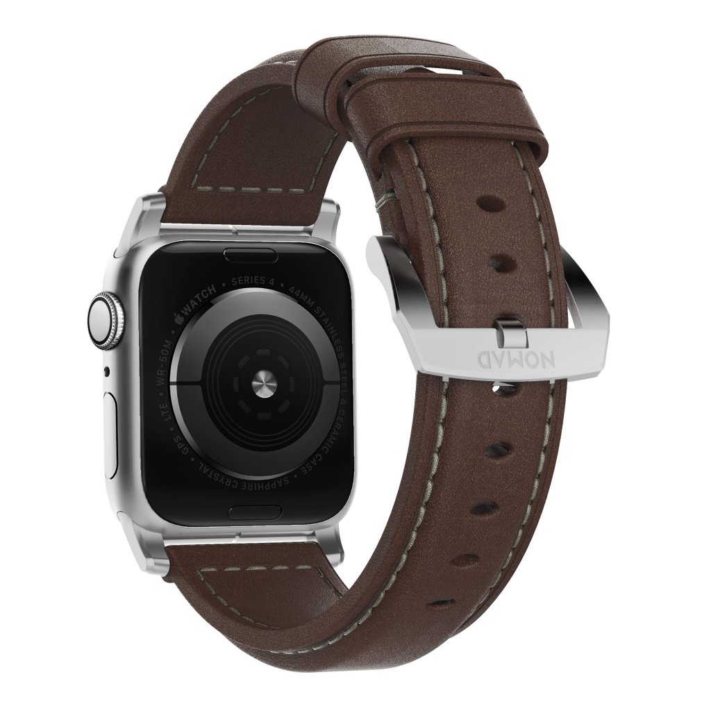 Traditional Band Apple Watch 45mm Series 8 Rustic Brown (Silver Hardware)