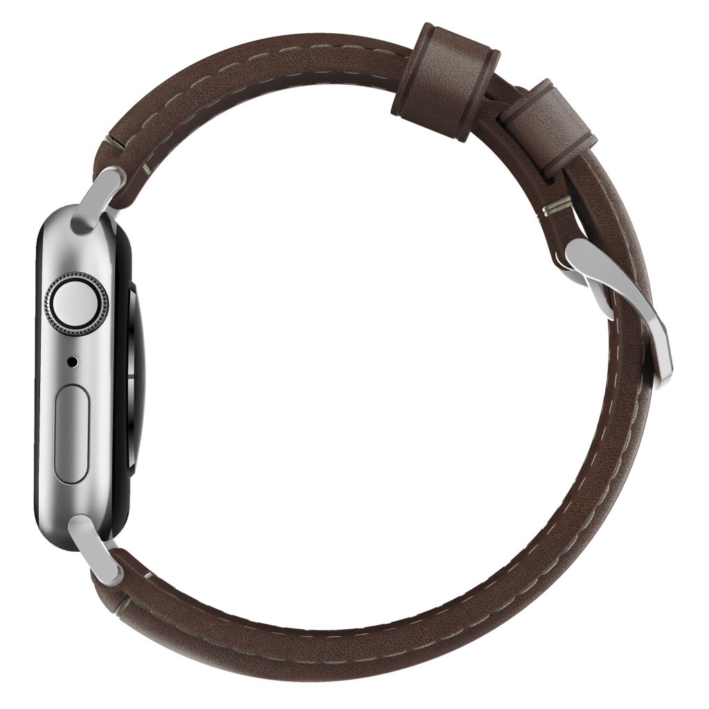 Traditional Band Apple Watch 45mm Series 7 Rustic Brown (Silver Hardware)