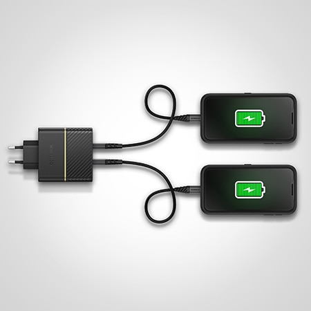 Oplader 30W USB-C PD + USB-A Black Shimmer