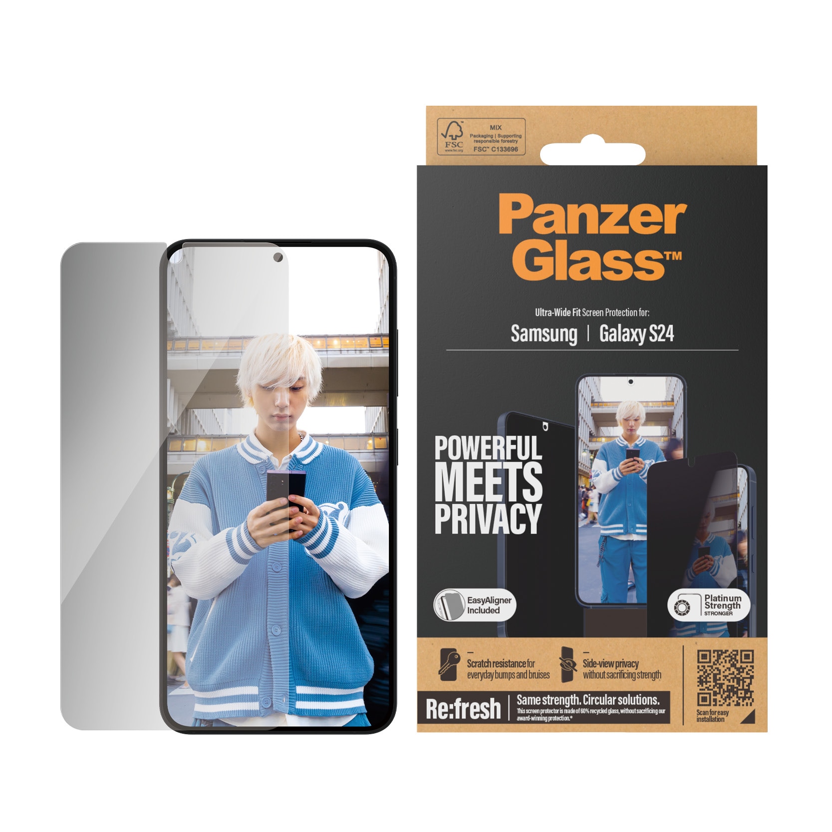 Samsung Galaxy S24 Privacy Screen Protector (with EasyAligner) Ultra Wide Fit