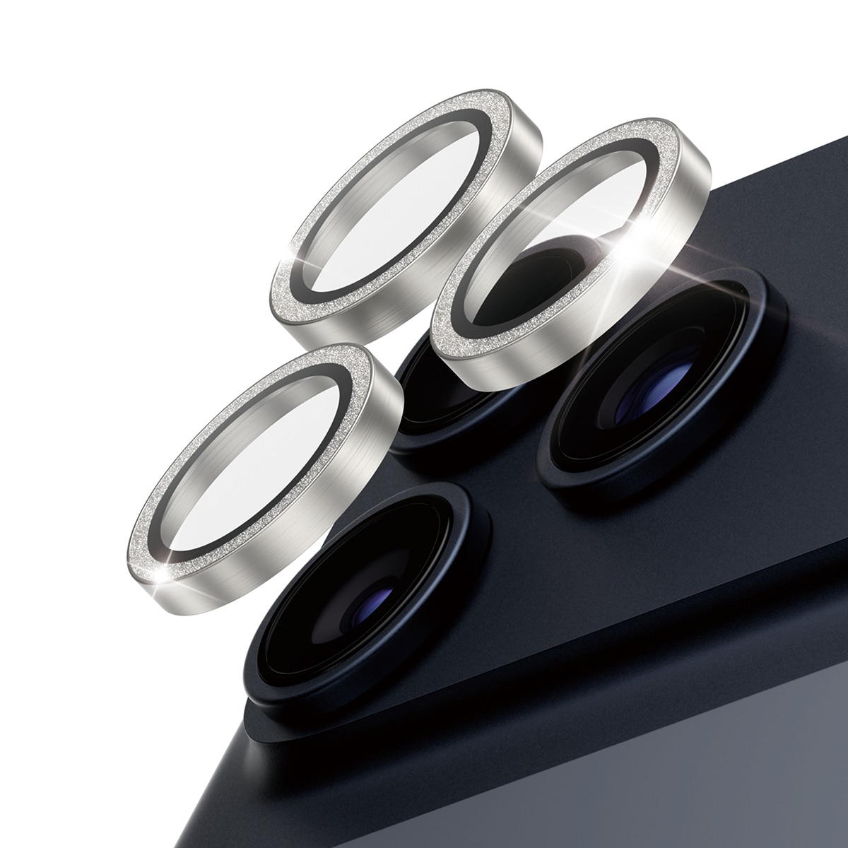 iPhone 17 Pro Max Hoops Camera Lens Protector Glitter Silver