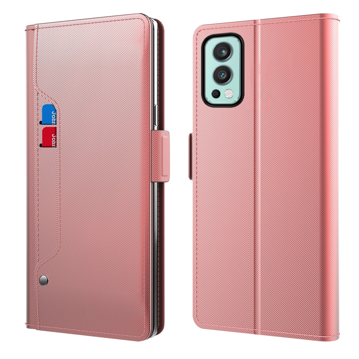 OnePlus Nord 2 5G Bookcover Hoesje met Spiegel Roze goud