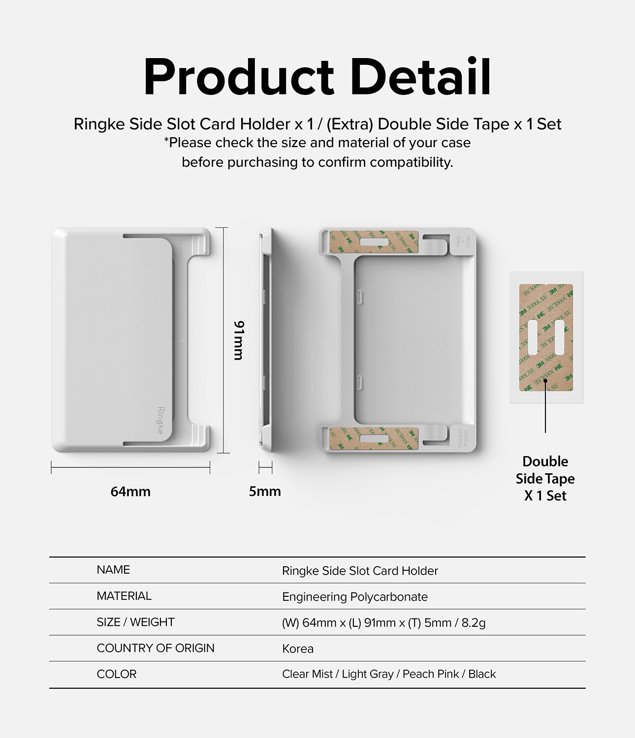 Side Slot Card Holder Grijs