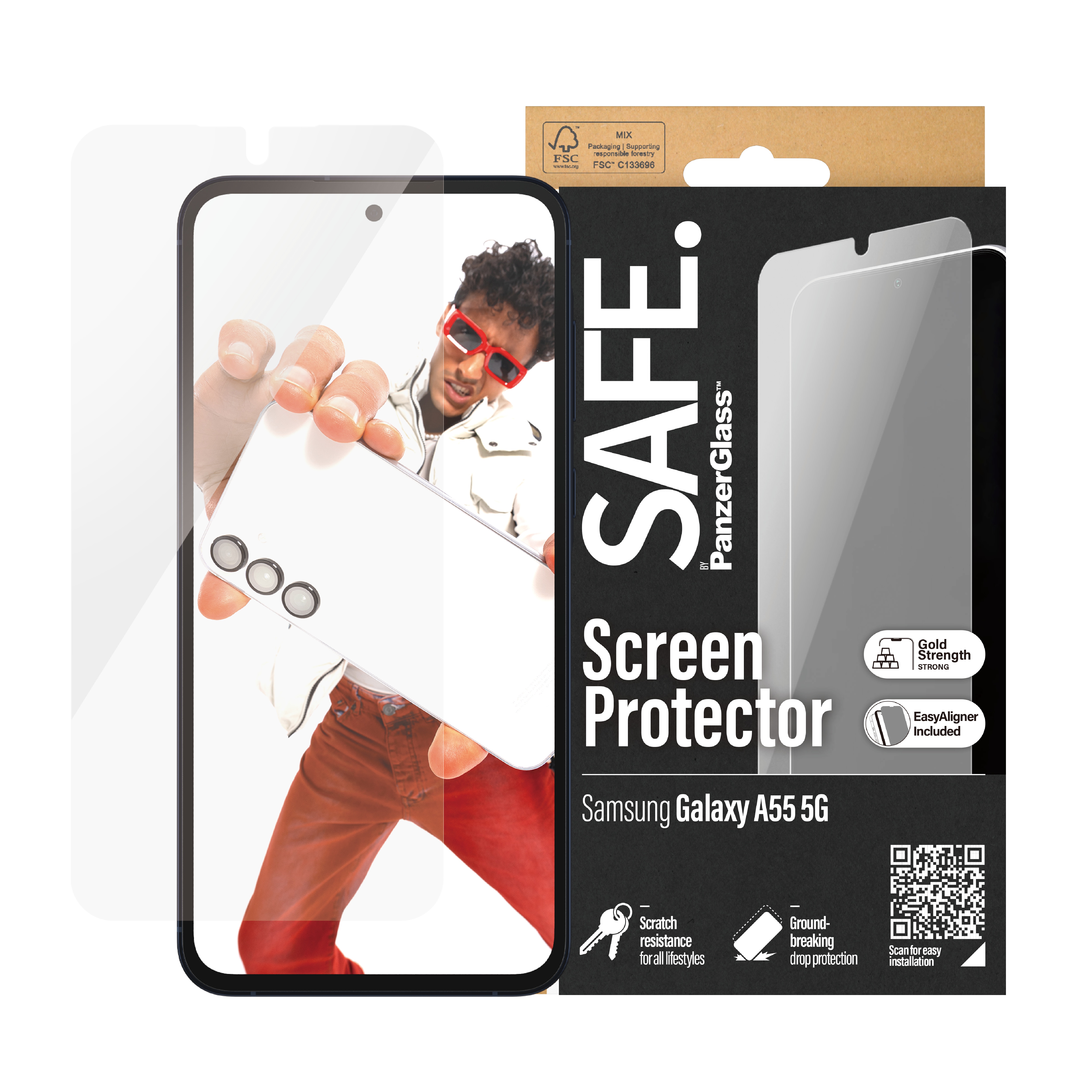 Samsung Galaxy A55 Screen Protector Ultra Wide Fit (with EasyAligner)