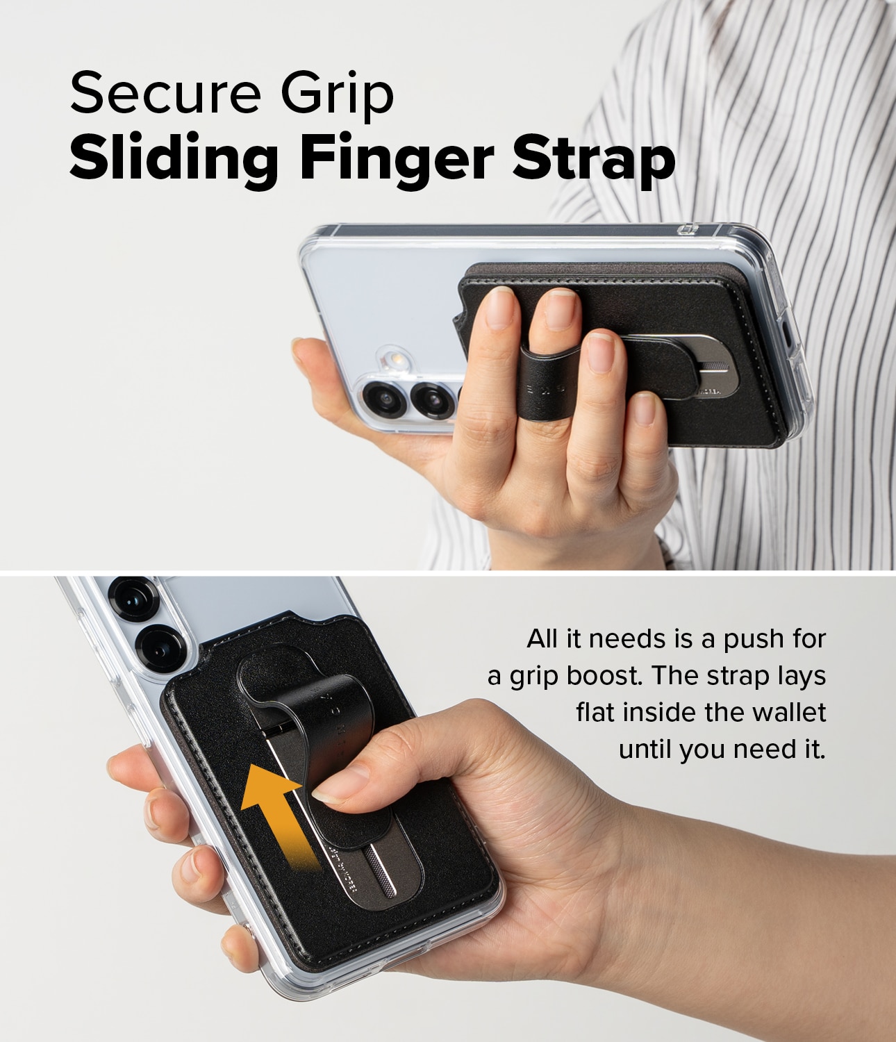 Samsung Galaxy Card Holder Slide Grip Magnetic Edge Zwart