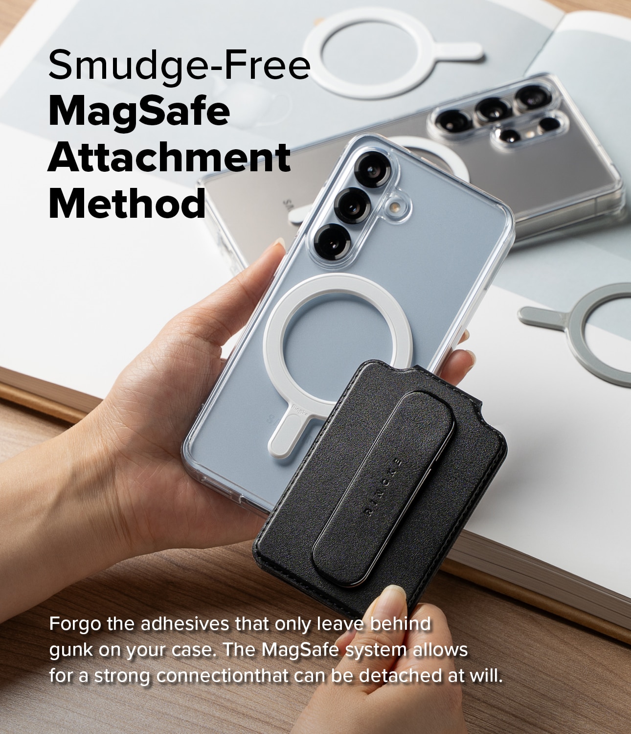 Samsung Galaxy Card Holder Slide Grip Magnetic Edge Zwart