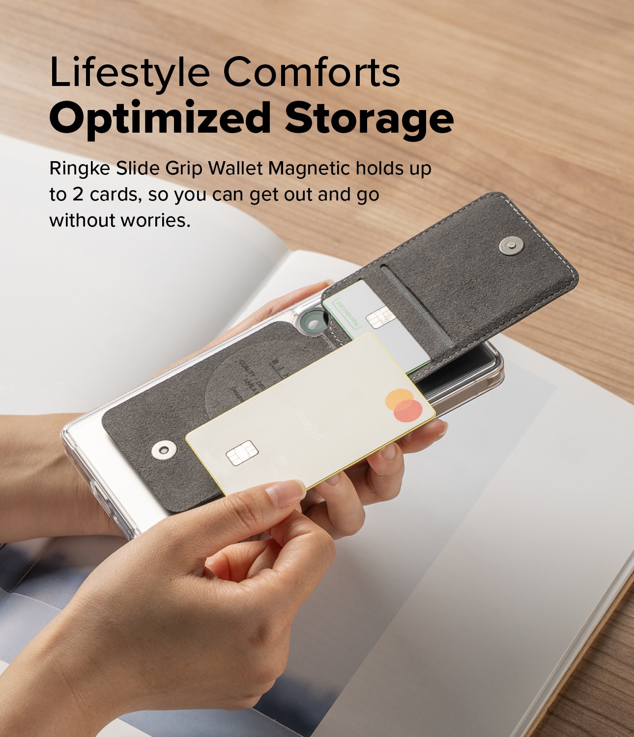 Samsung Galaxy Card Holder Slide Grip Magnetic Edge Zwart