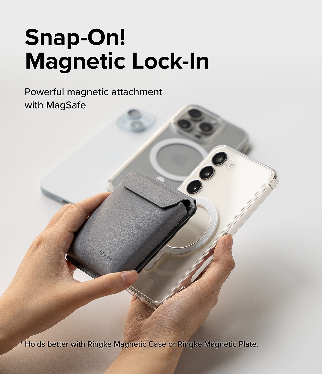 Stand Pocket Magnetic Card Holder Light Grey