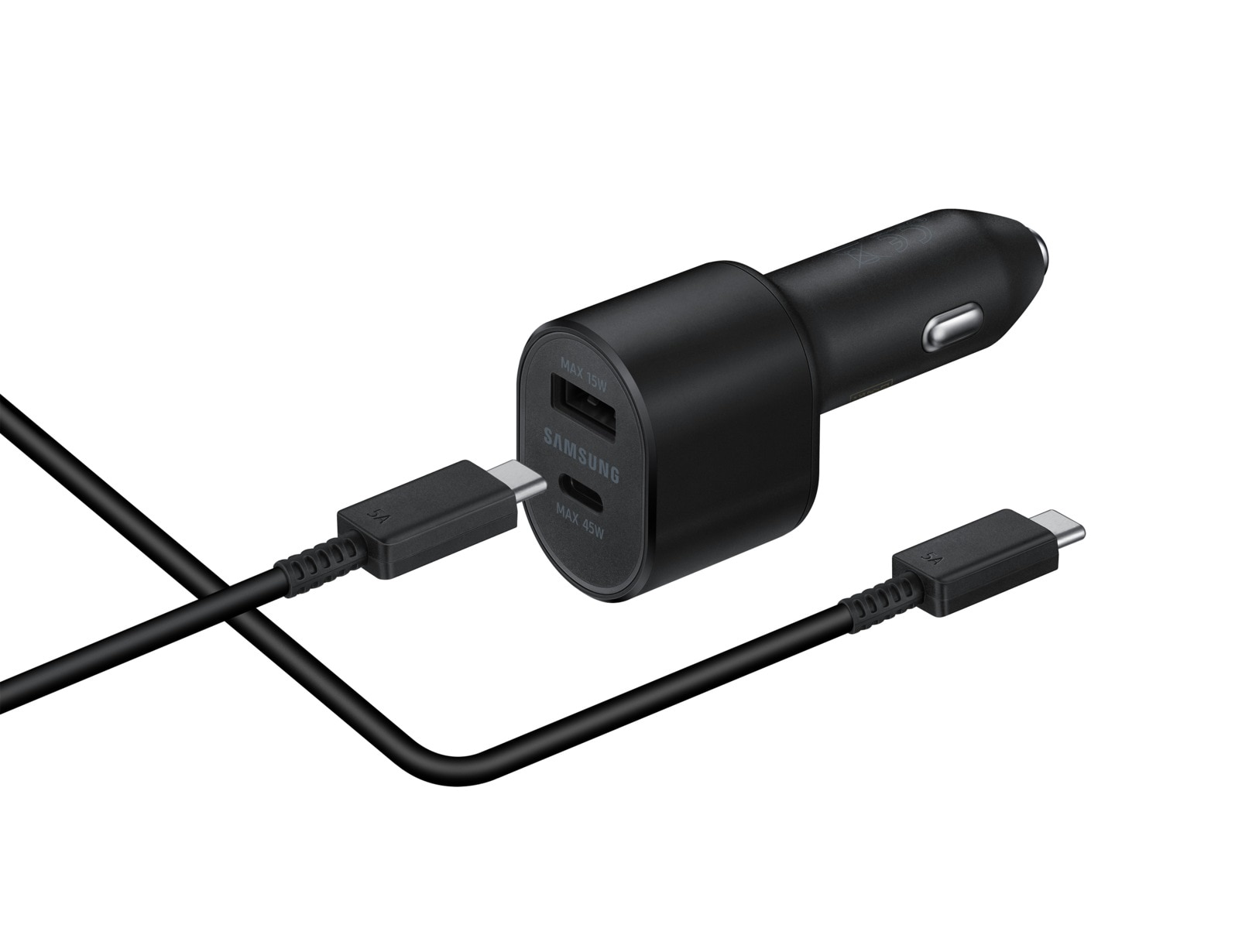 Super Fast Dual Autolader USB-C + USB-A (45W+15W) zwart