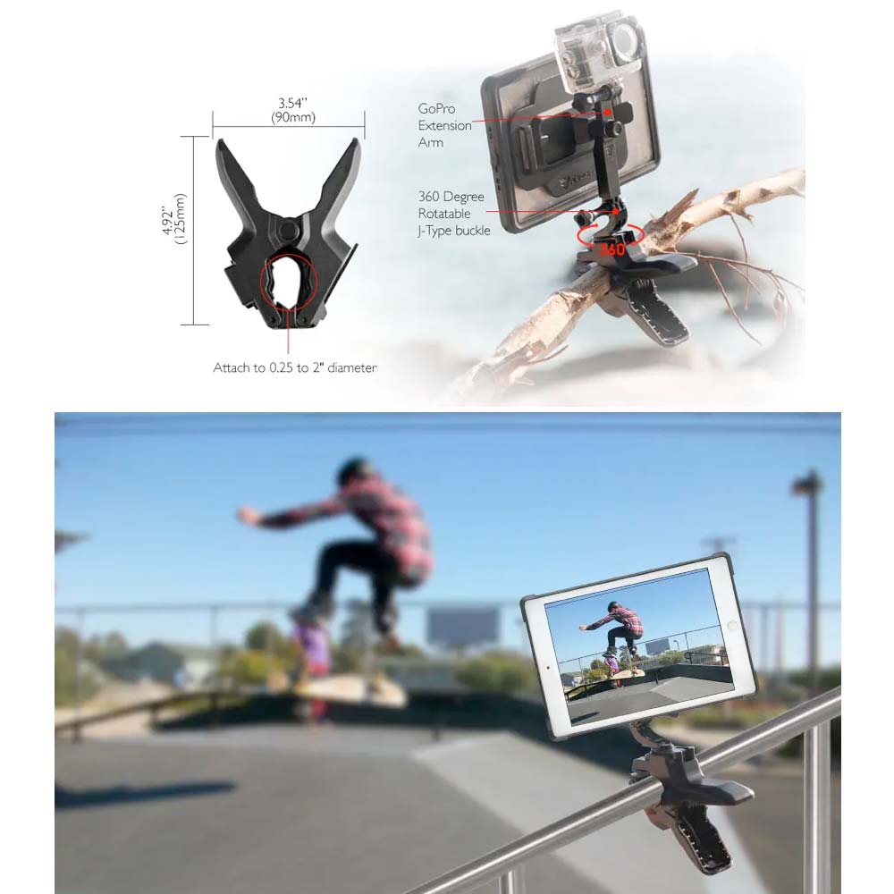 X29T Tablet Jaws Clamp Mount zwart