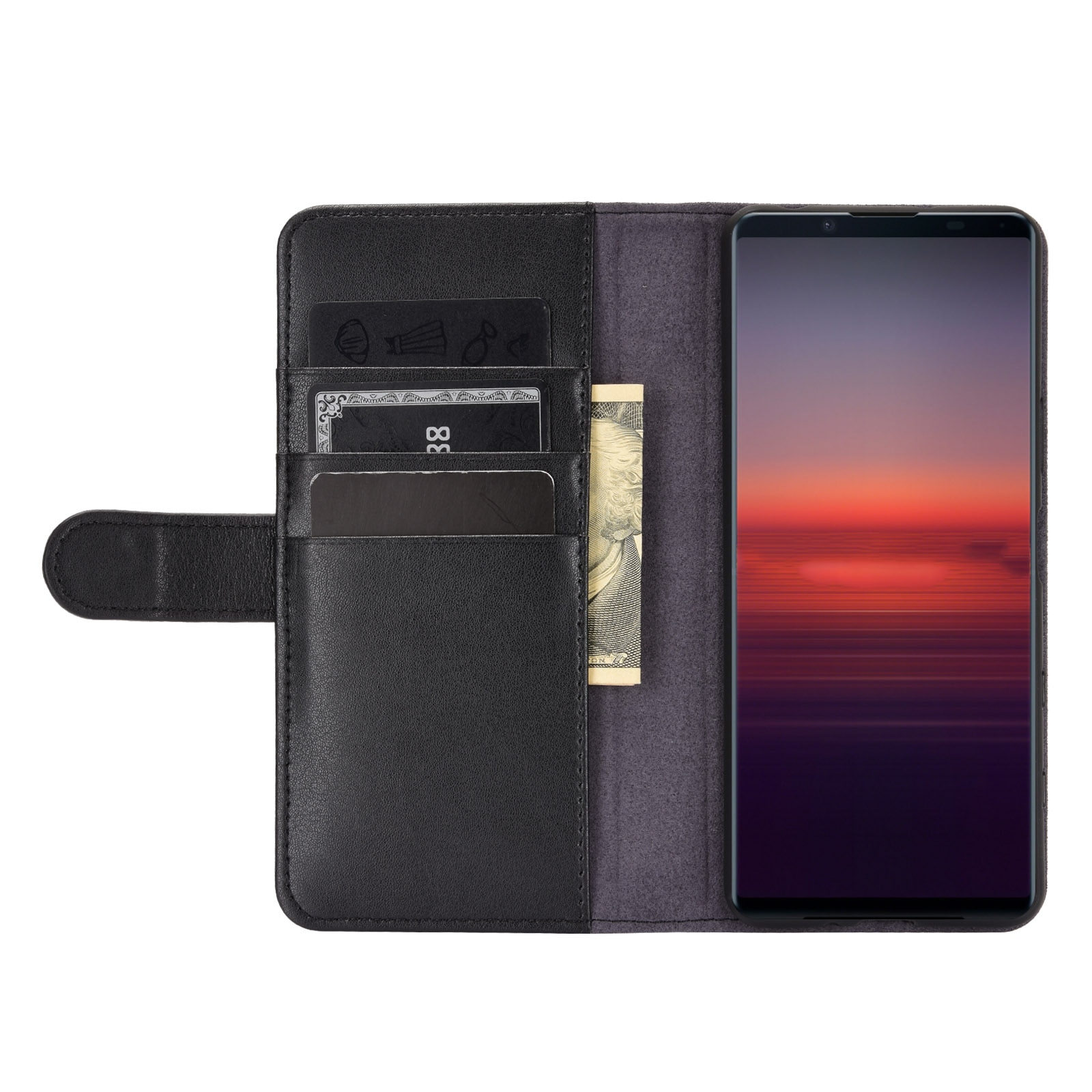 Sony Xperia 10 II Echt lederen hoesje Zwart