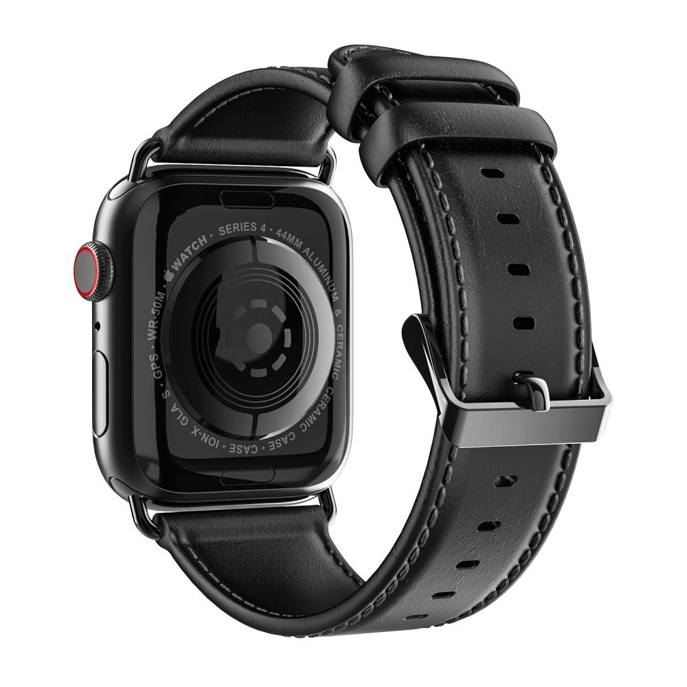 Leren bandje Apple Watch 45mm Series 8 Zwart