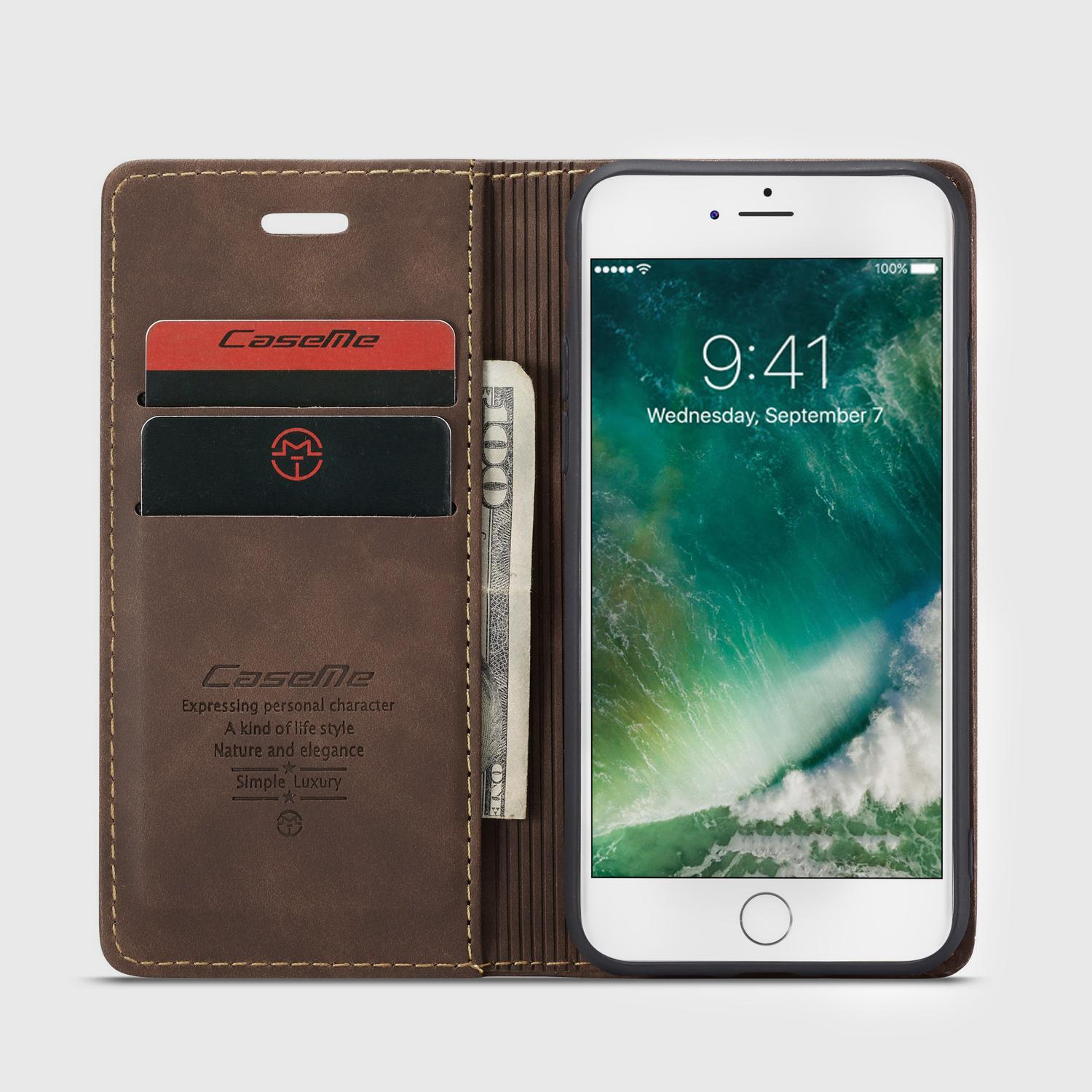 Slim Bookcover hoesje iPhone SE (2020) bruin