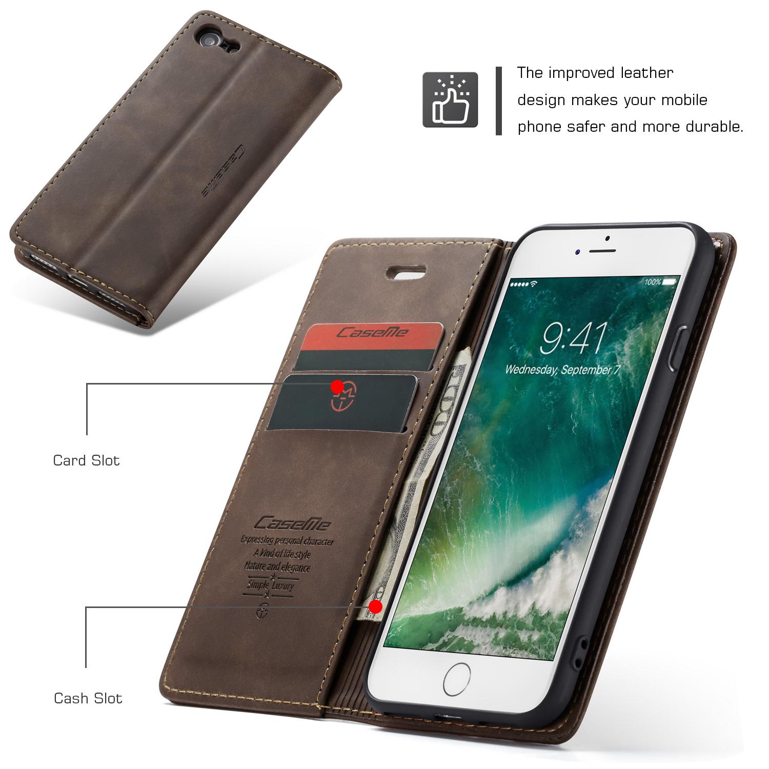 Slim Bookcover hoesje iPhone SE (2022) bruin