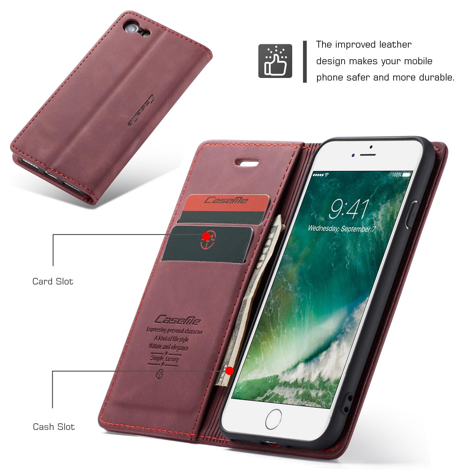 Slim Bookcover hoesje iPhone 8 rood