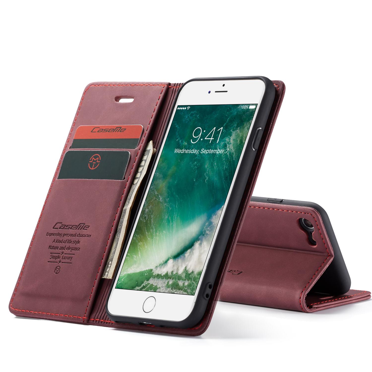 Slim Bookcover hoesje iPhone SE (2022) rood