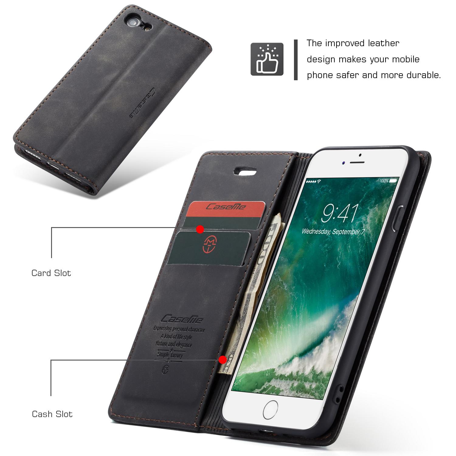 Slim Bookcover hoesje iPhone SE (2022) zwart