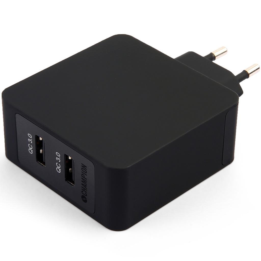 Fast Charge Dual USB QC3 36W Zwart