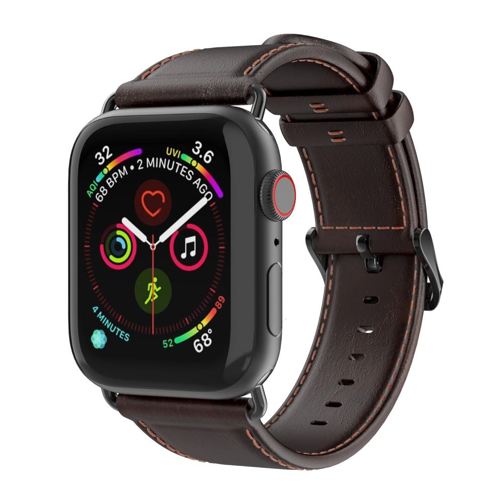 Leren bandje Apple Watch 45mm Series 7 Brown