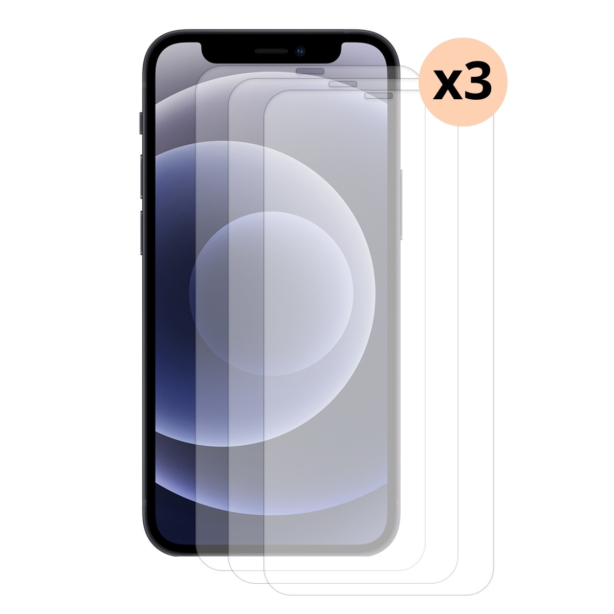 Set iPhone 12 Pro Max, Tempered Glas 0.3mm Screenprotector (3 stuks)