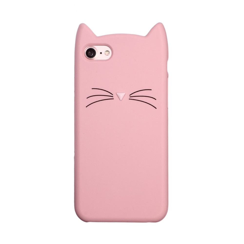 Siliconen hoesje Kat iPhone SE (2020) roze