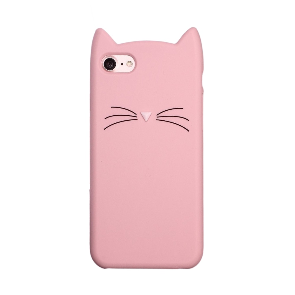 Siliconen hoesje Kat iPhone 8 roze