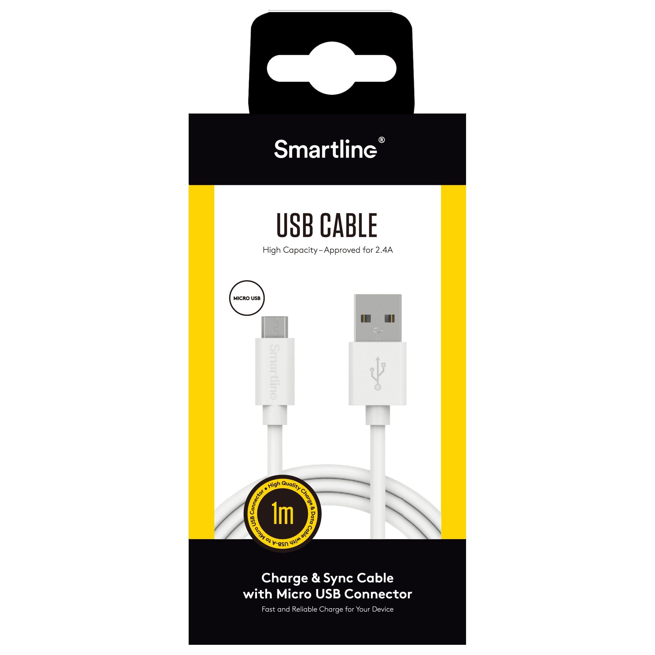 USB-kabel MicroUSB 1m Wit