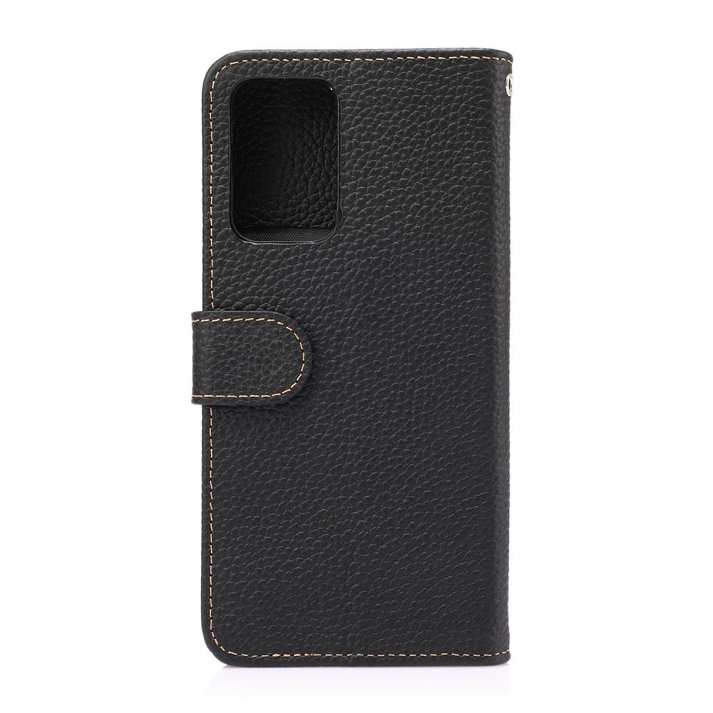 Real Leather Wallet Samsung Galaxy A52 5G Zwart